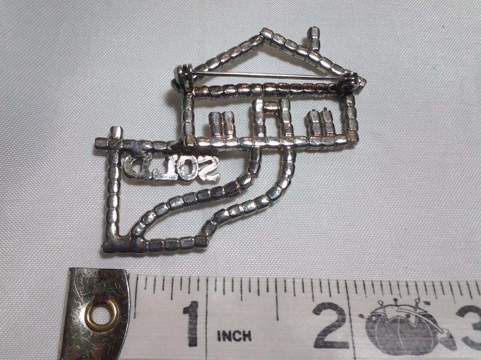 Silver Home House Real Estate Realtor Rhinestone SOLD Brooch Pin